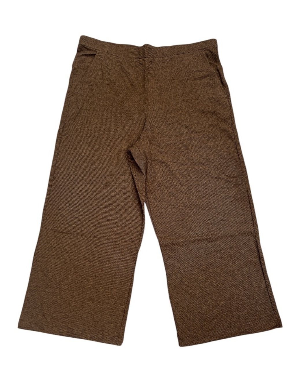 Alembika Essential Cropped Pants Brown Heathered Knit Wide Leg Size 6 |US 16-18 - Picture 4 of 13